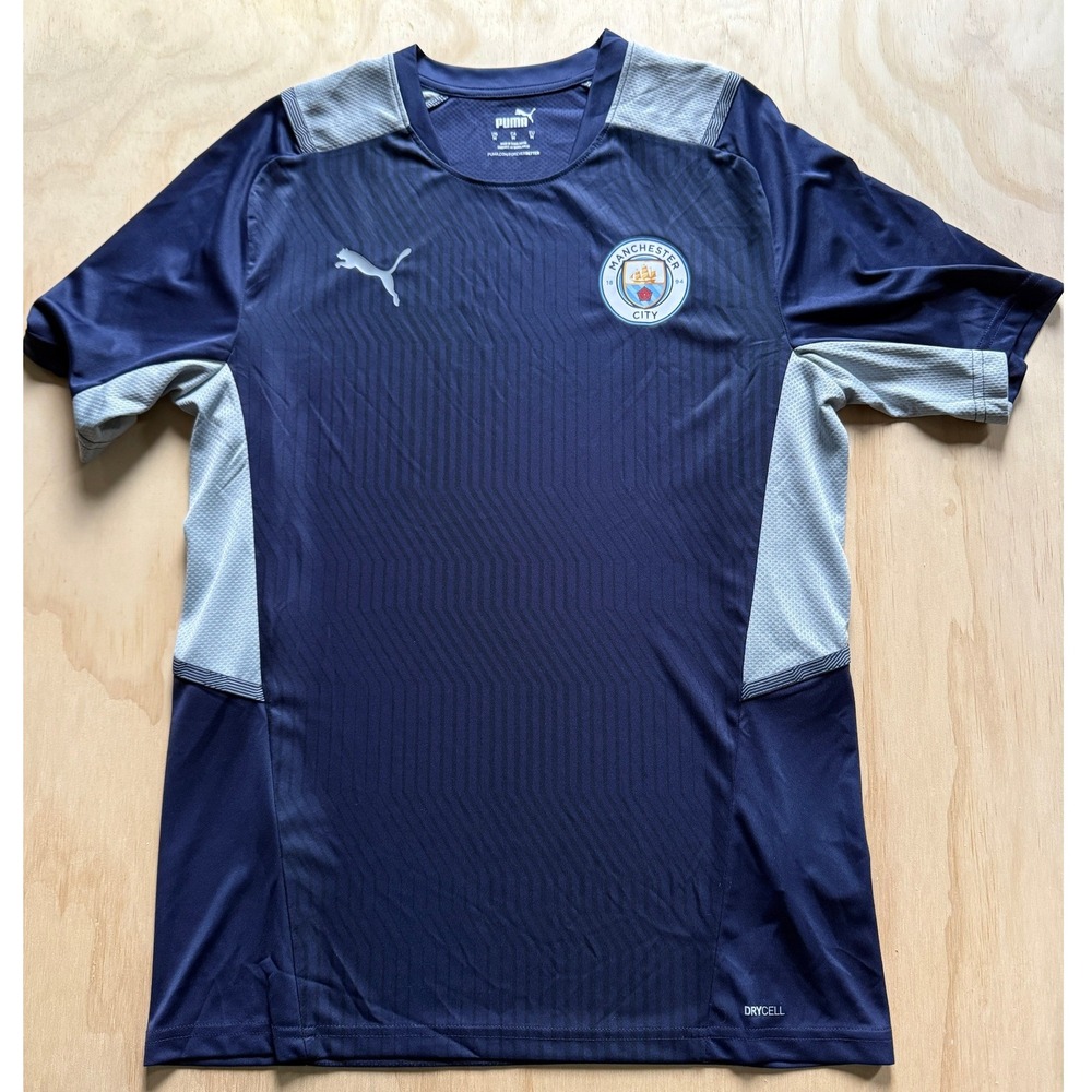 Puma Manchester City FC Training Jersey Navy Blue Grey DryCell Mens Medium